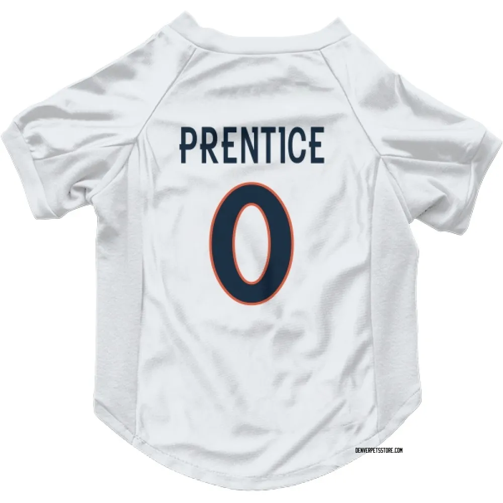 Denver Broncos Adam Prentice White Pet Jersey for Dog & Cat