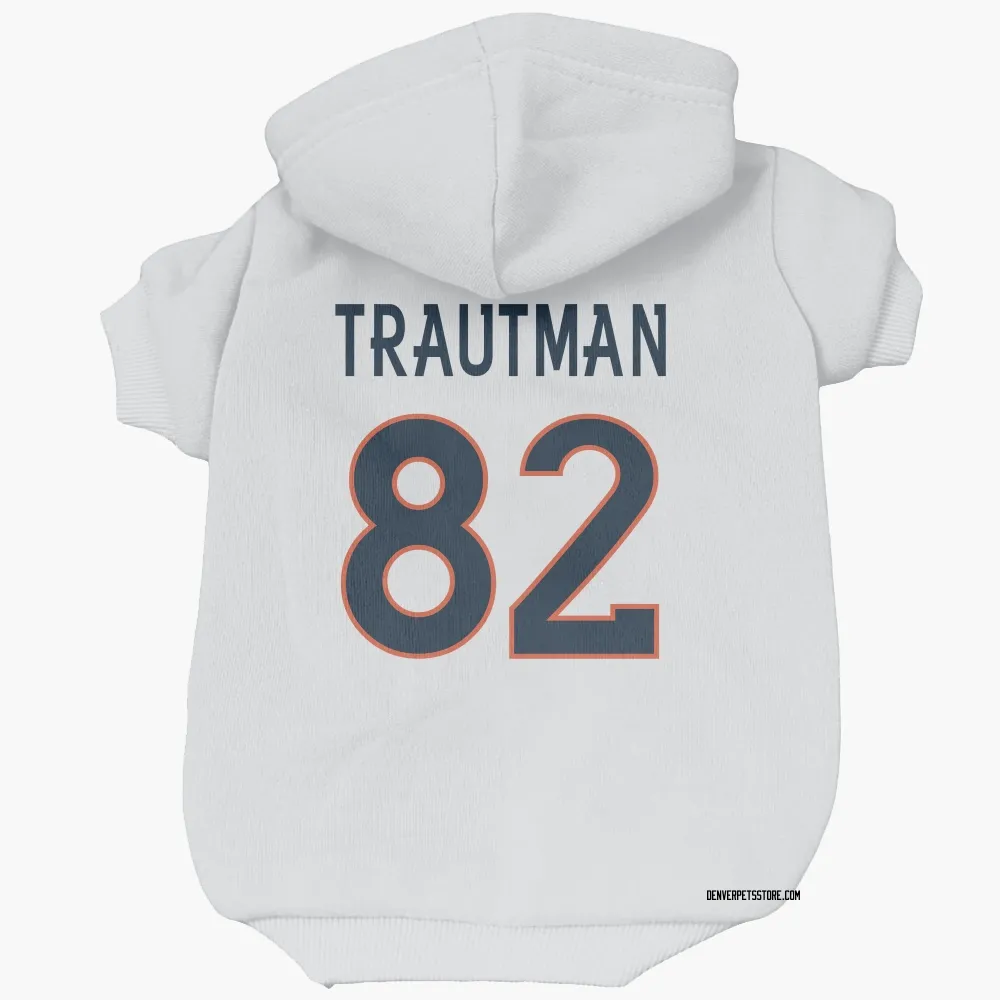 Denver Broncos Adam Trautman White Pet Hoodie for Dog & Cat