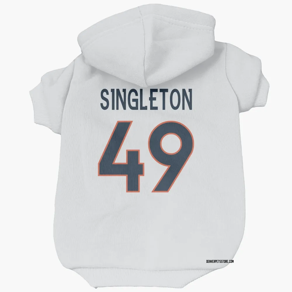 Denver Broncos Alex Singleton White Pet Hoodie for Dog & Cat
