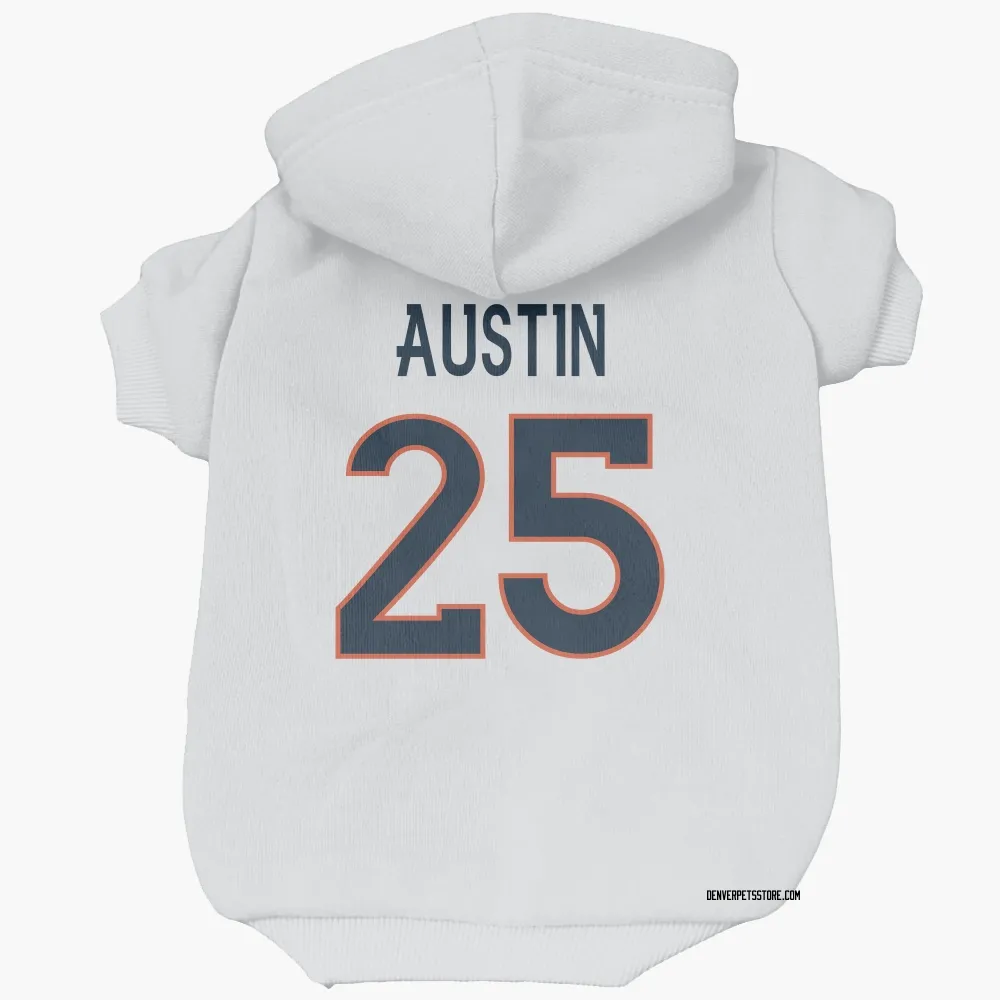 Denver Broncos Brent Austin White Pet Hoodie for Dog & Cat