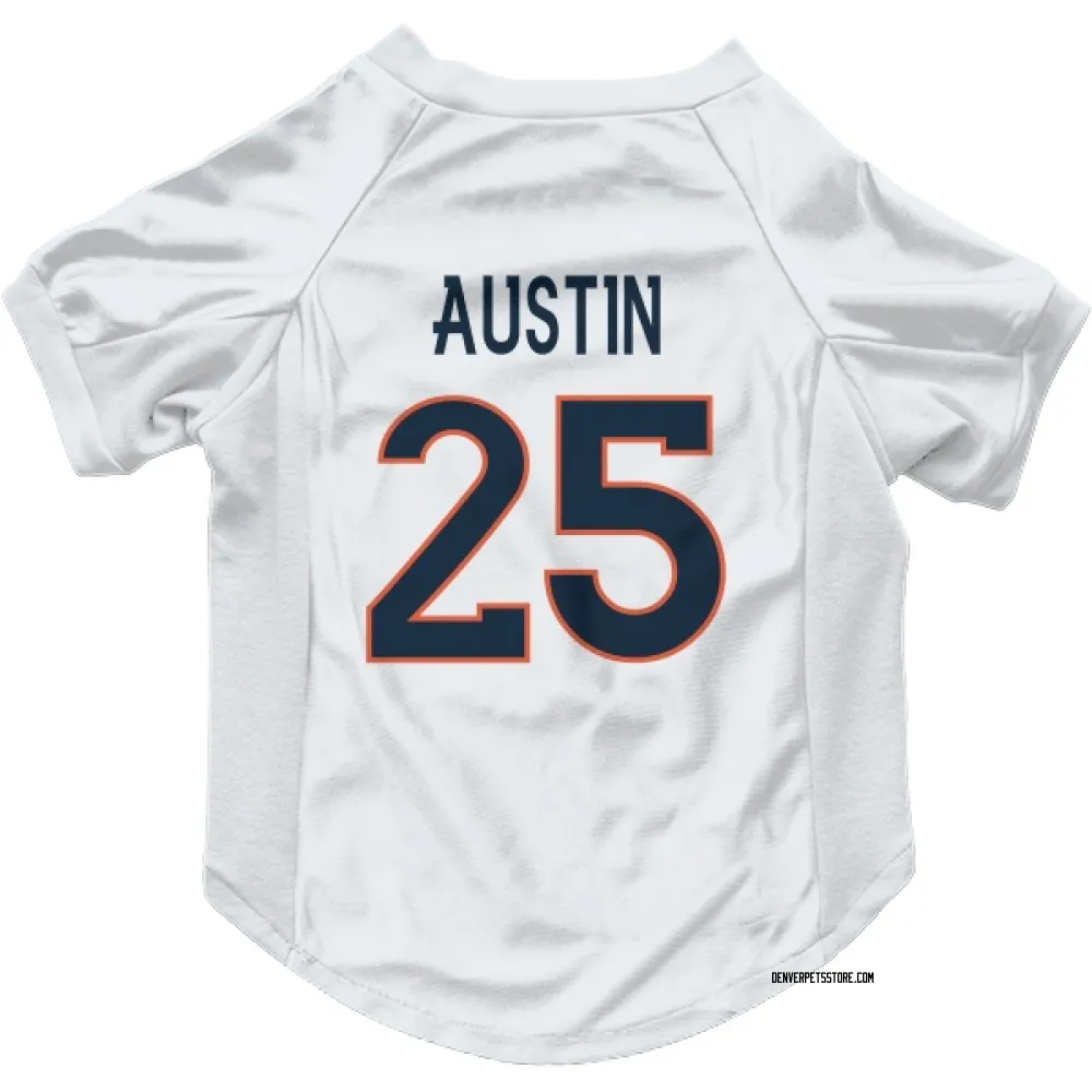 Denver Broncos Brent Austin White Pet Jersey for Dog & Cat