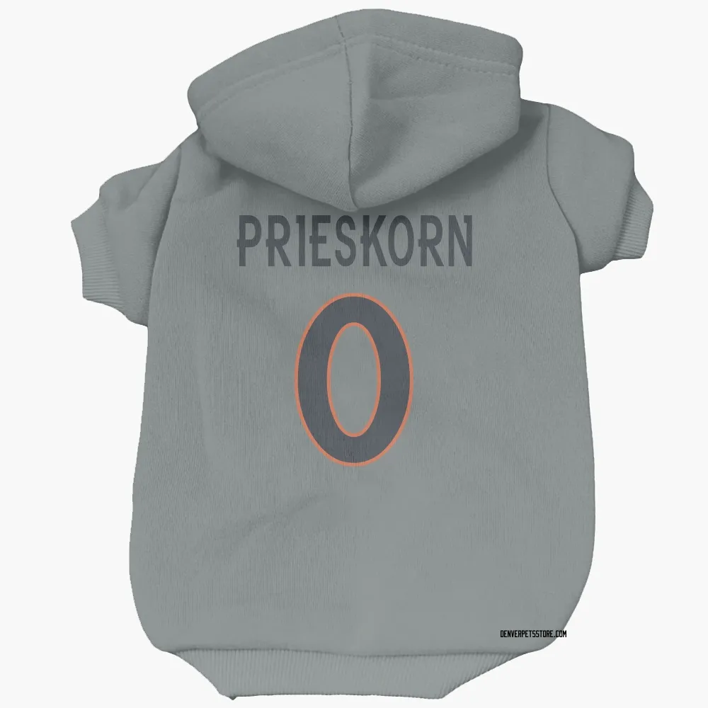Denver Broncos Caden Prieskorn Gray Pet Hoodie for Dog & Cat