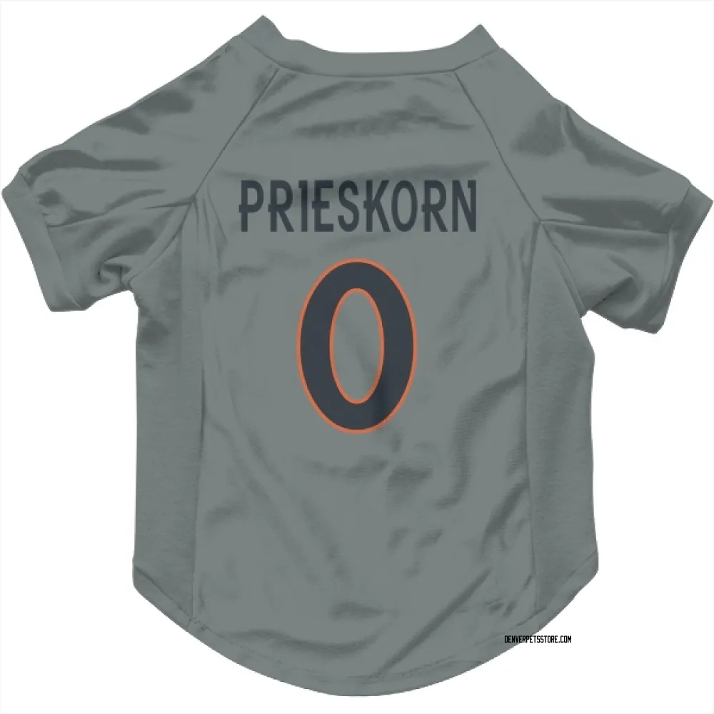 Denver Broncos Caden Prieskorn Gray Pet Jersey for Dog & Cat
