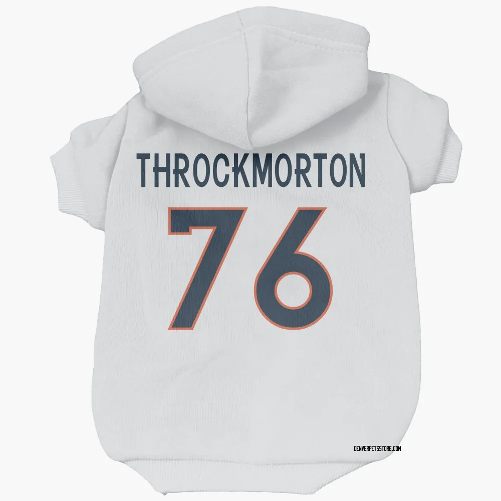Denver Broncos Calvin Throckmorton White Pet Hoodie for Dog & Cat