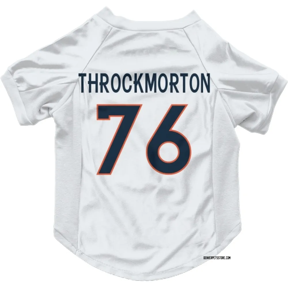 Denver Broncos Calvin Throckmorton White Pet Jersey for Dog & Cat
