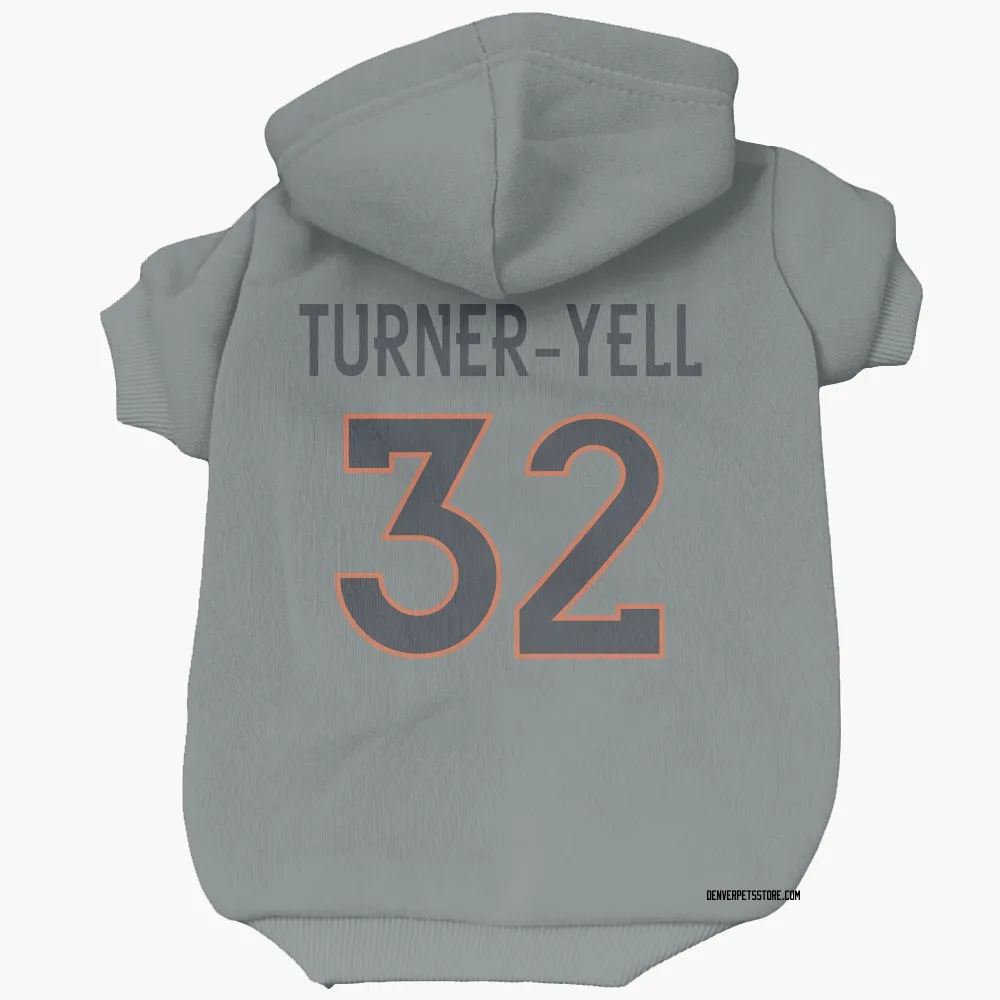 Denver Broncos Delarrin Turner-Yell Gray Pet Hoodie for Dog & Cat