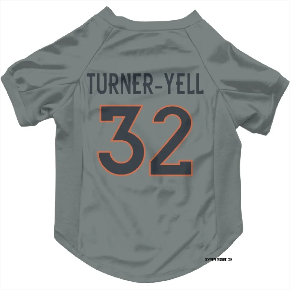 Denver Broncos Delarrin Turner-Yell Gray Pet Jersey for Dog & Cat