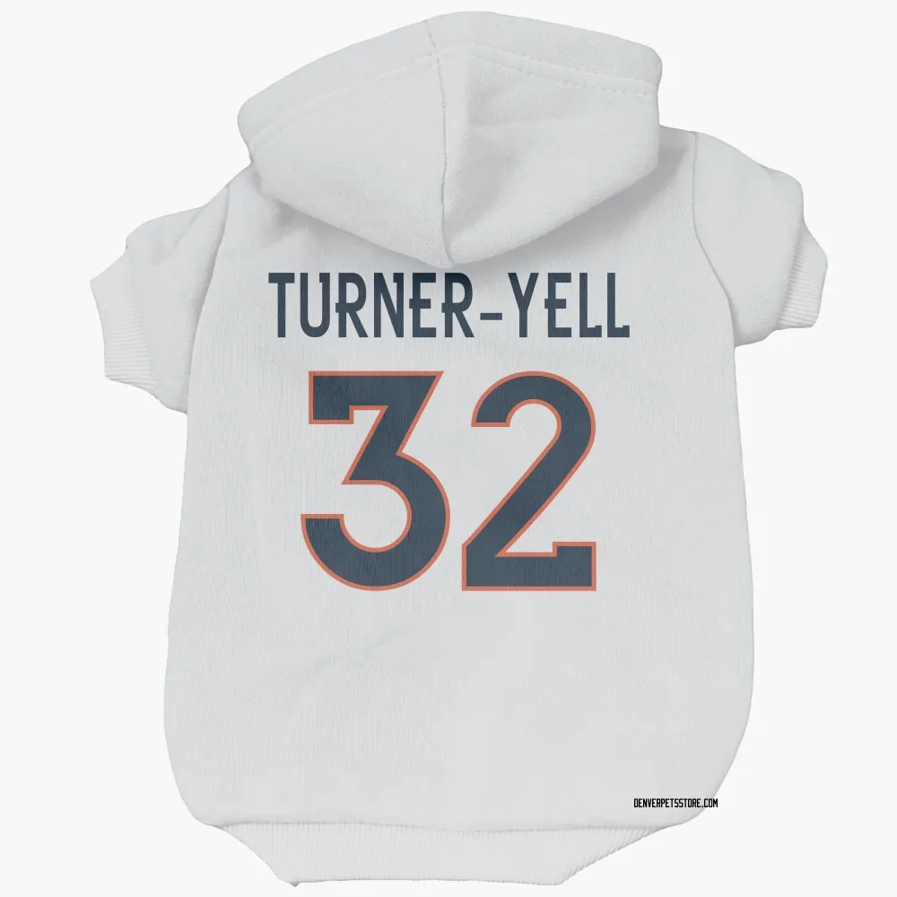 Denver Broncos Delarrin Turner-Yell White Pet Hoodie for Dog & Cat