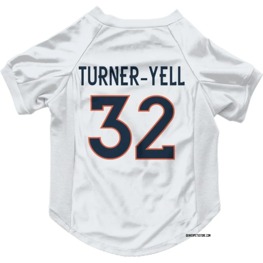 Denver Broncos Delarrin Turner-Yell White Pet Jersey for Dog & Cat