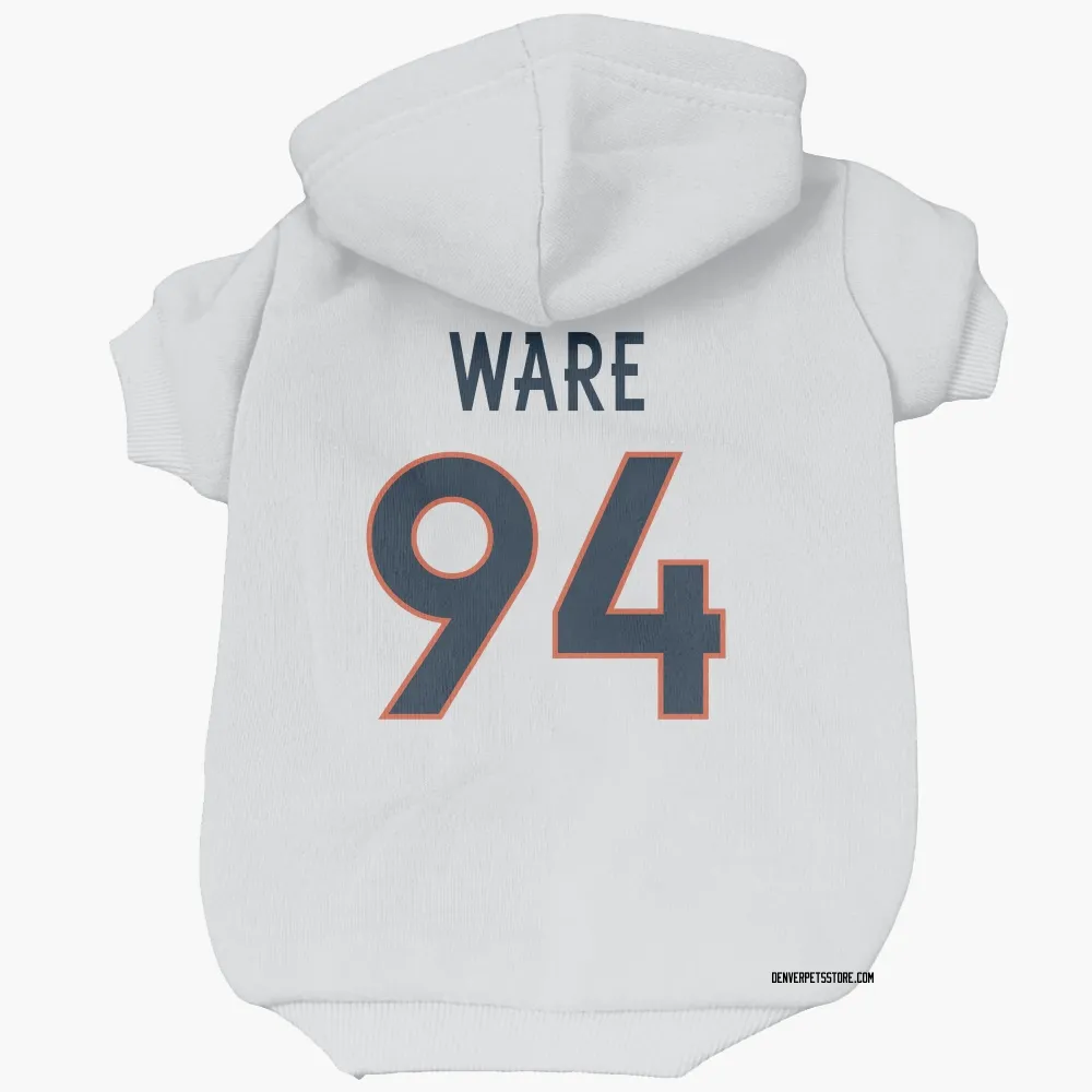 Denver Broncos DeMarcus Ware White Pet Hoodie for Dog & Cat