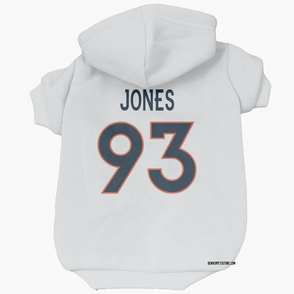 Denver Broncos D.J. Jones White Pet Hoodie for Dog & Cat