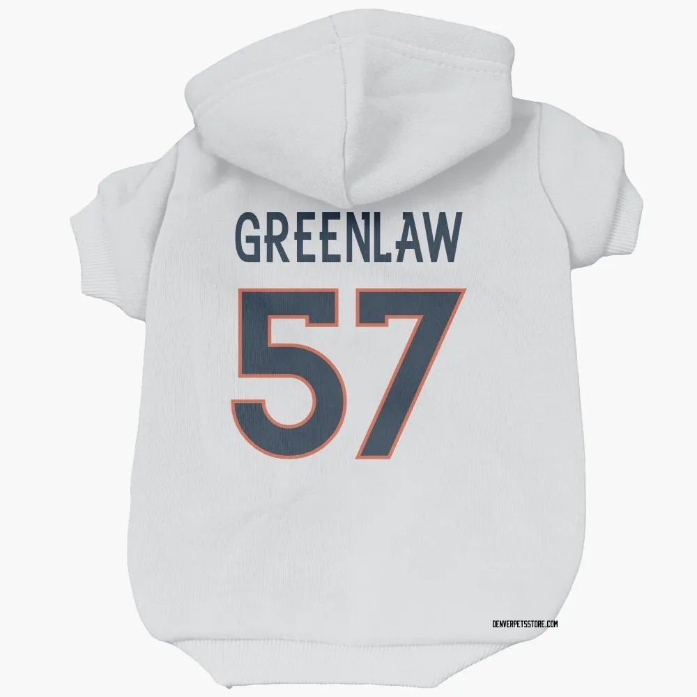 Denver Broncos Dre Greenlaw White Pet Hoodie for Dog & Cat
