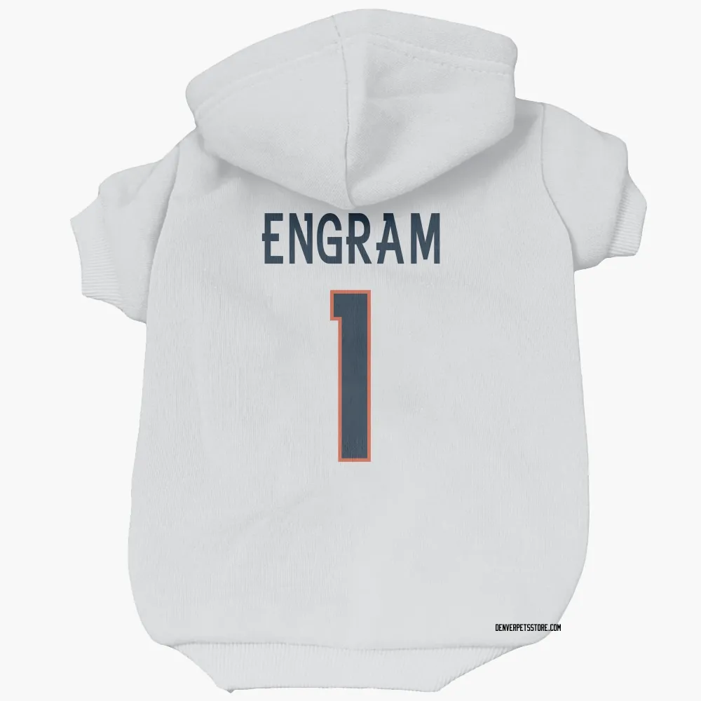 Denver Broncos Evan Engram White Pet Hoodie for Dog & Cat