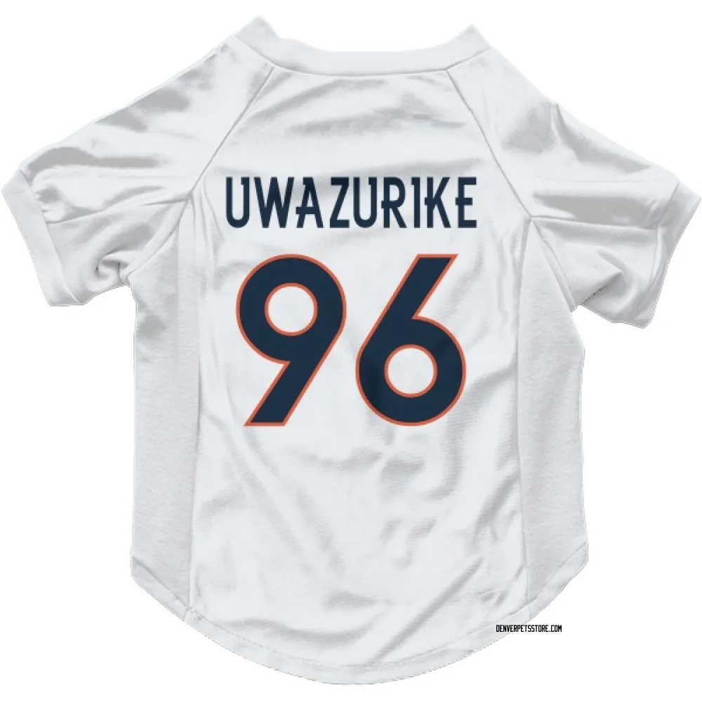 Denver Broncos Eyioma Uwazurike White Pet Jersey for Dog & Cat