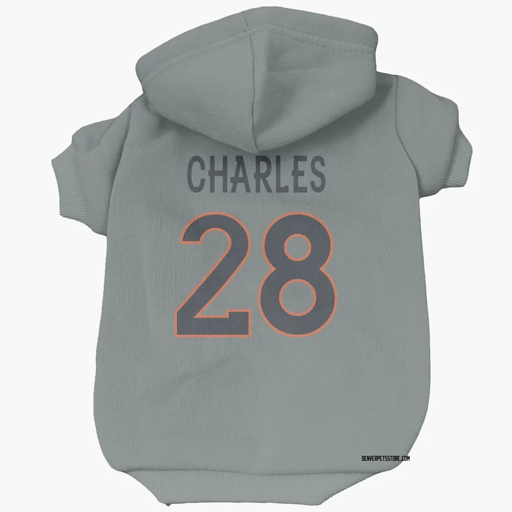Denver Broncos Jamaal Charles Gray Pet Hoodie for Dog & Cat