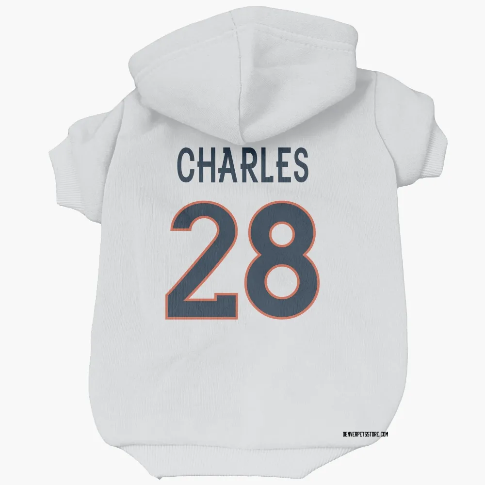 Denver Broncos Jamaal Charles White Pet Hoodie for Dog & Cat