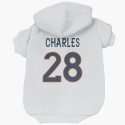 Denver Broncos Jamaal Charles White Pet Hoodie for Dog & Cat