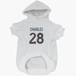 Denver Broncos Jamaal Charles White Pet Hoodie for Dog & Cat