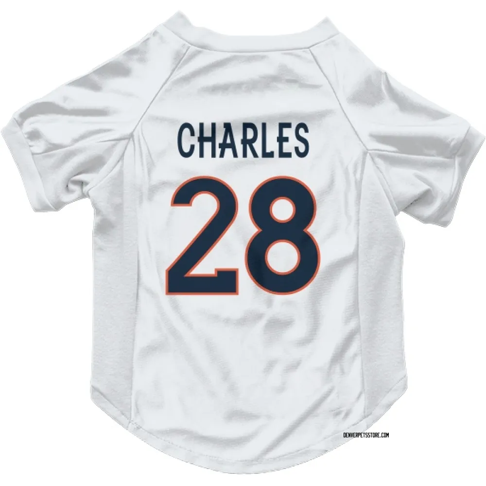 Denver Broncos Jamaal Charles White Pet Jersey for Dog & Cat