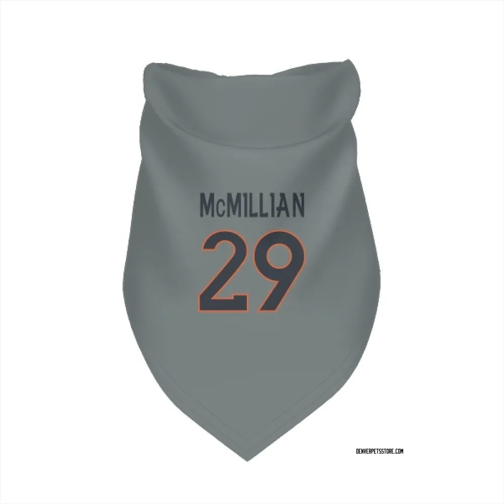 Denver Broncos Ja'Quan McMillian Gray Pet Bandana for Dog & Cat