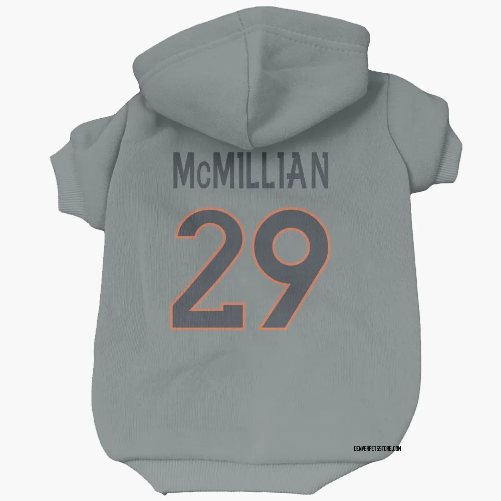 Denver Broncos Ja'Quan McMillian Gray Pet Hoodie for Dog & Cat