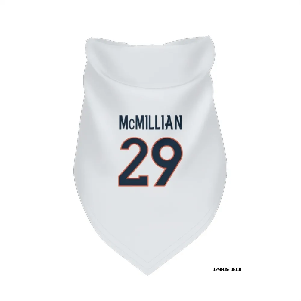 Denver Broncos Ja'Quan McMillian White Pet Bandana for Dog & Cat