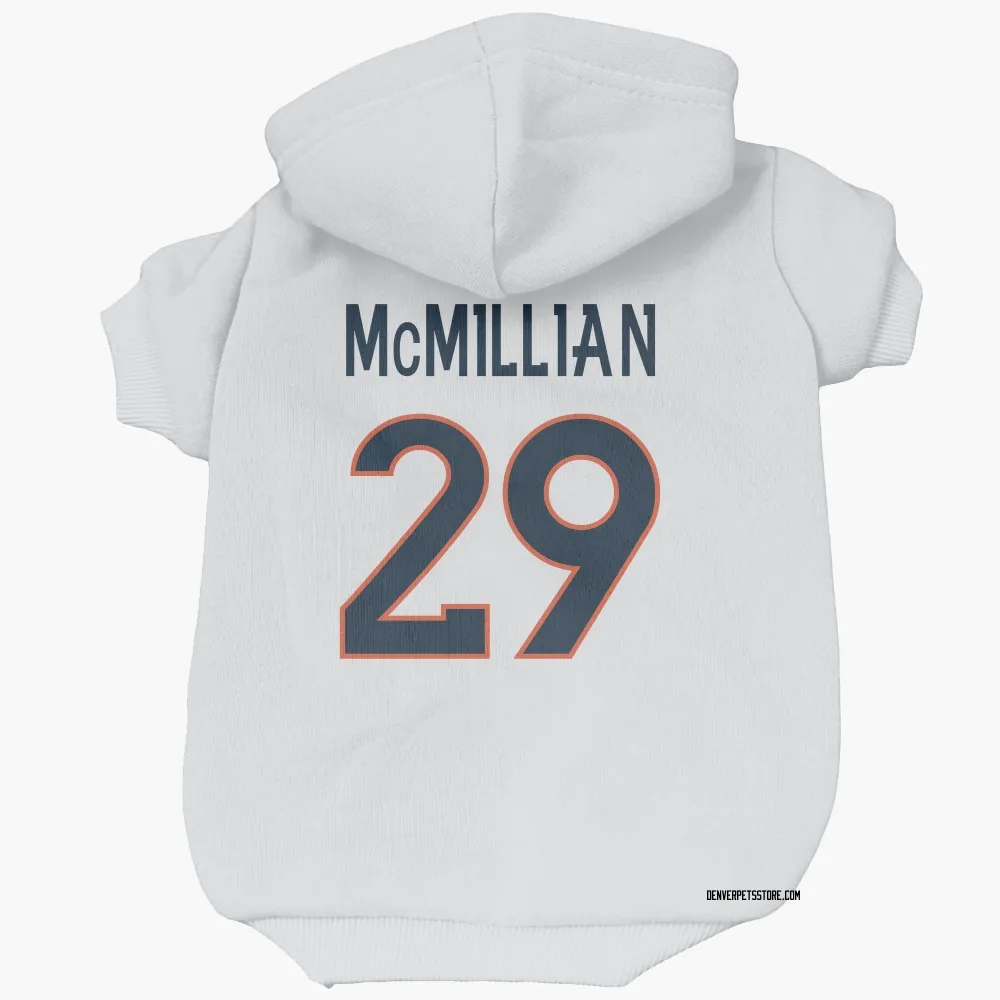 Denver Broncos Ja'Quan McMillian White Pet Hoodie for Dog & Cat