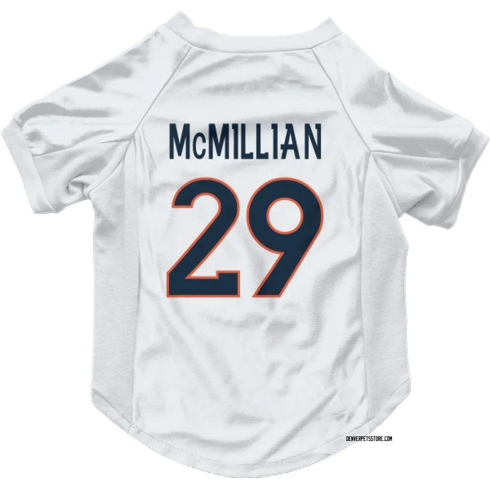 Denver Broncos Ja'Quan McMillian White Pet Jersey for Dog & Cat