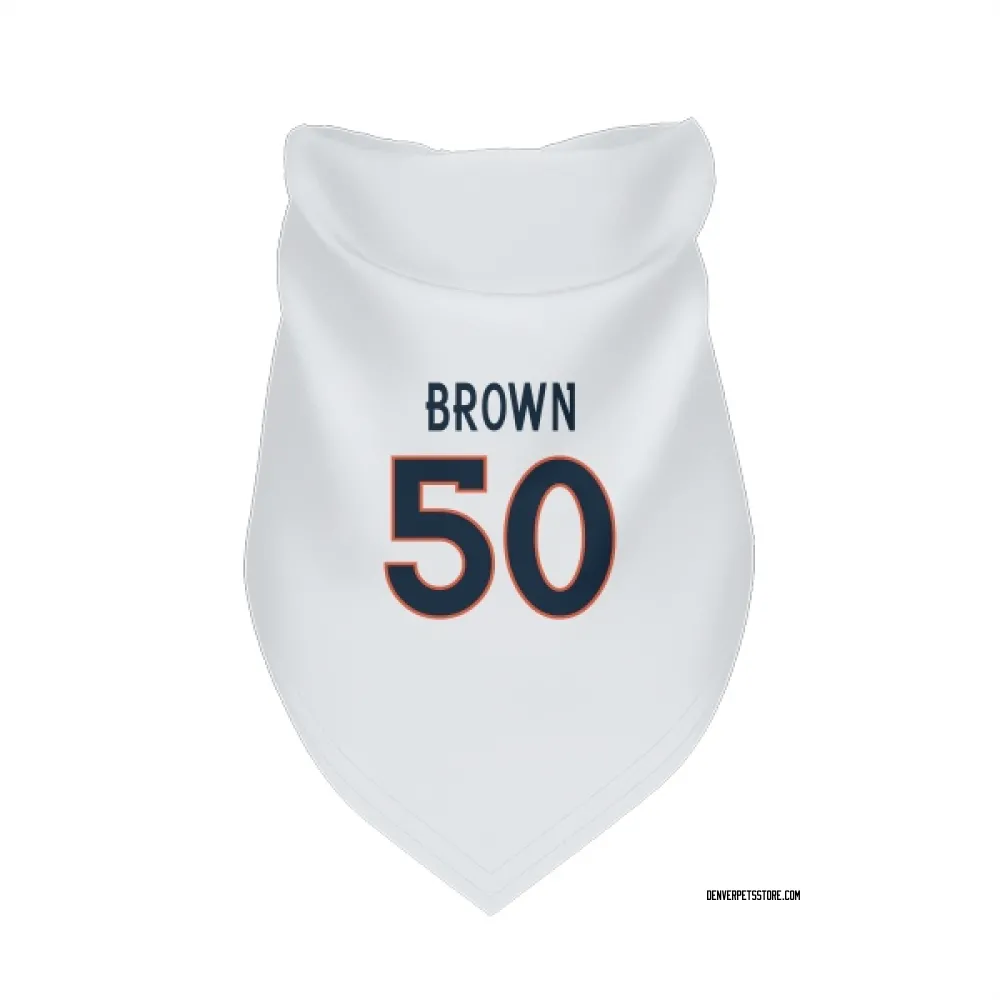 Denver Broncos JB Brown White Pet Bandana for Dog & Cat