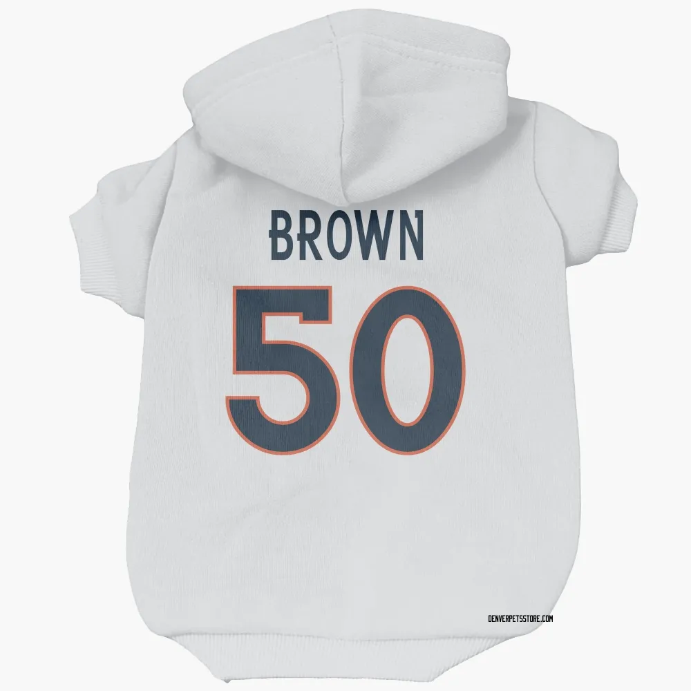Denver Broncos JB Brown White Pet Hoodie for Dog & Cat