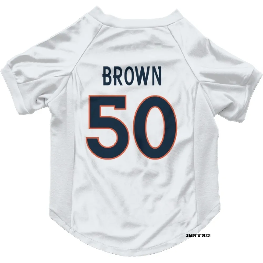 Denver Broncos JB Brown White Pet Jersey for Dog & Cat