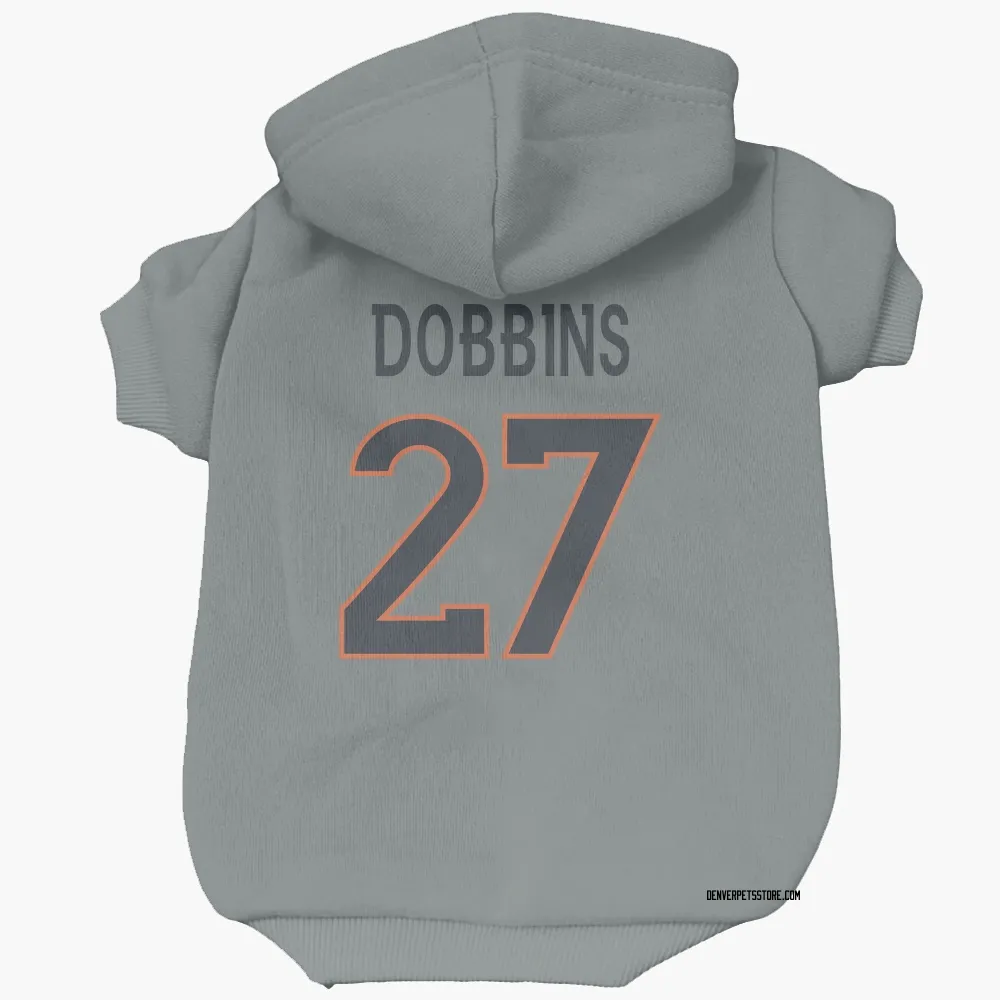 Denver Broncos J.K. Dobbins Gray Pet Hoodie for Dog & Cat
