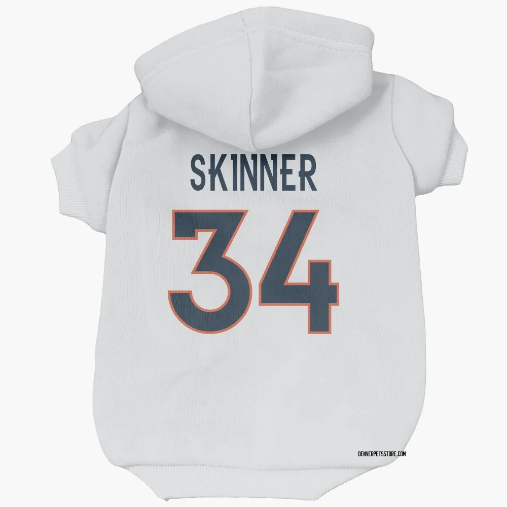 Denver Broncos JL Skinner White Pet Hoodie for Dog & Cat