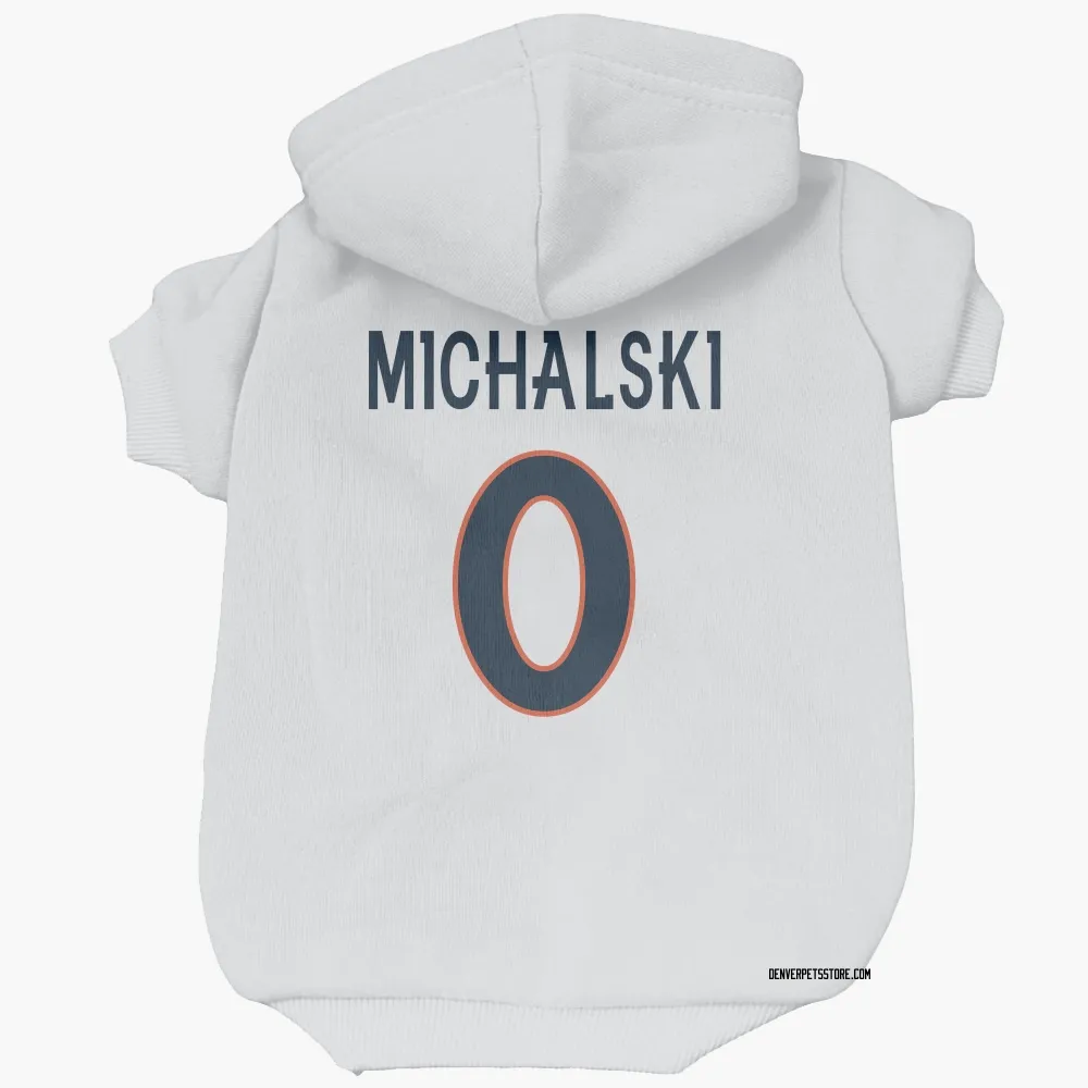 Denver Broncos Joe Michalski White Pet Hoodie for Dog & Cat