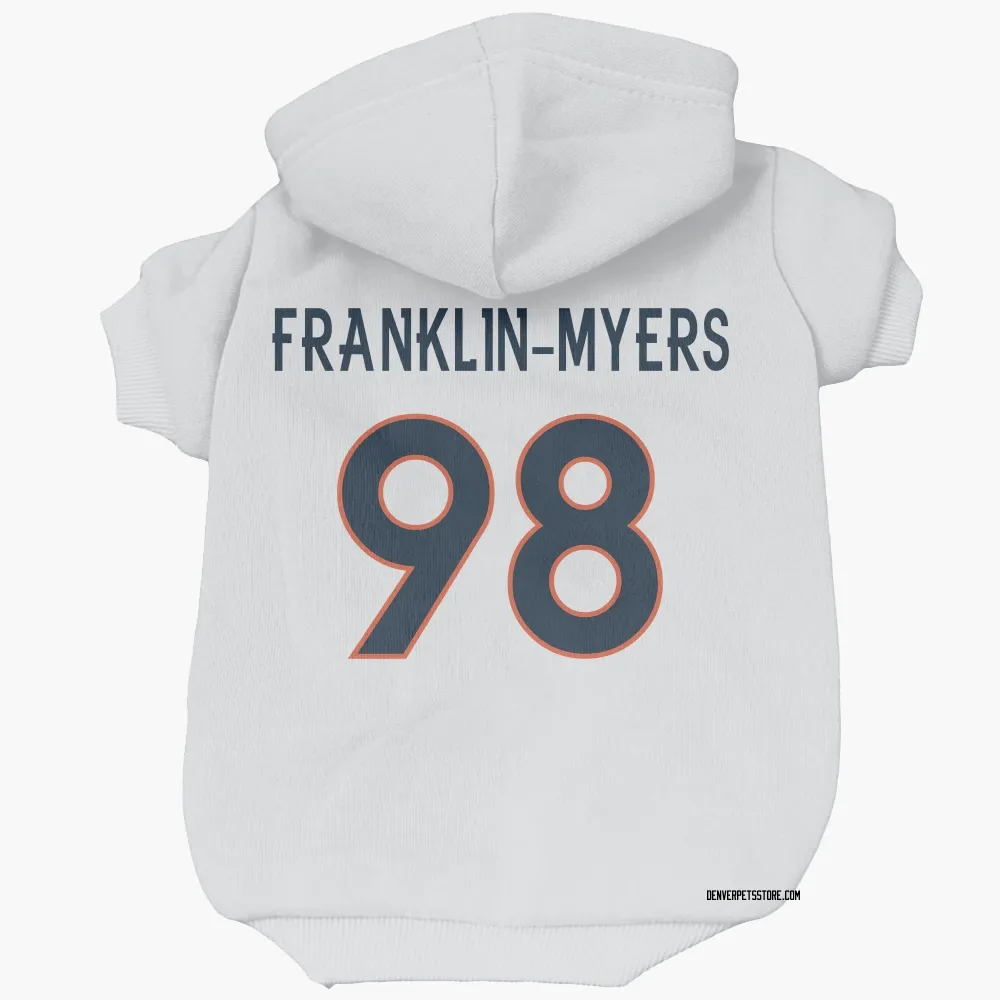Denver Broncos John Franklin-Myers White Pet Hoodie for Dog & Cat
