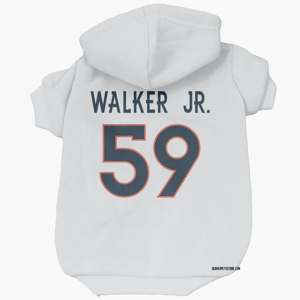 Denver Broncos Johnny Walker Jr. White Pet Hoodie for Dog & Cat