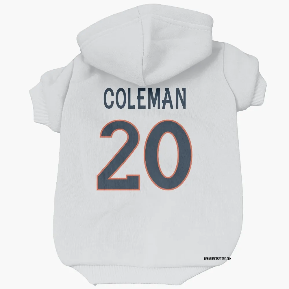 Denver Broncos Jonah Coleman White Pet Hoodie for Dog & Cat