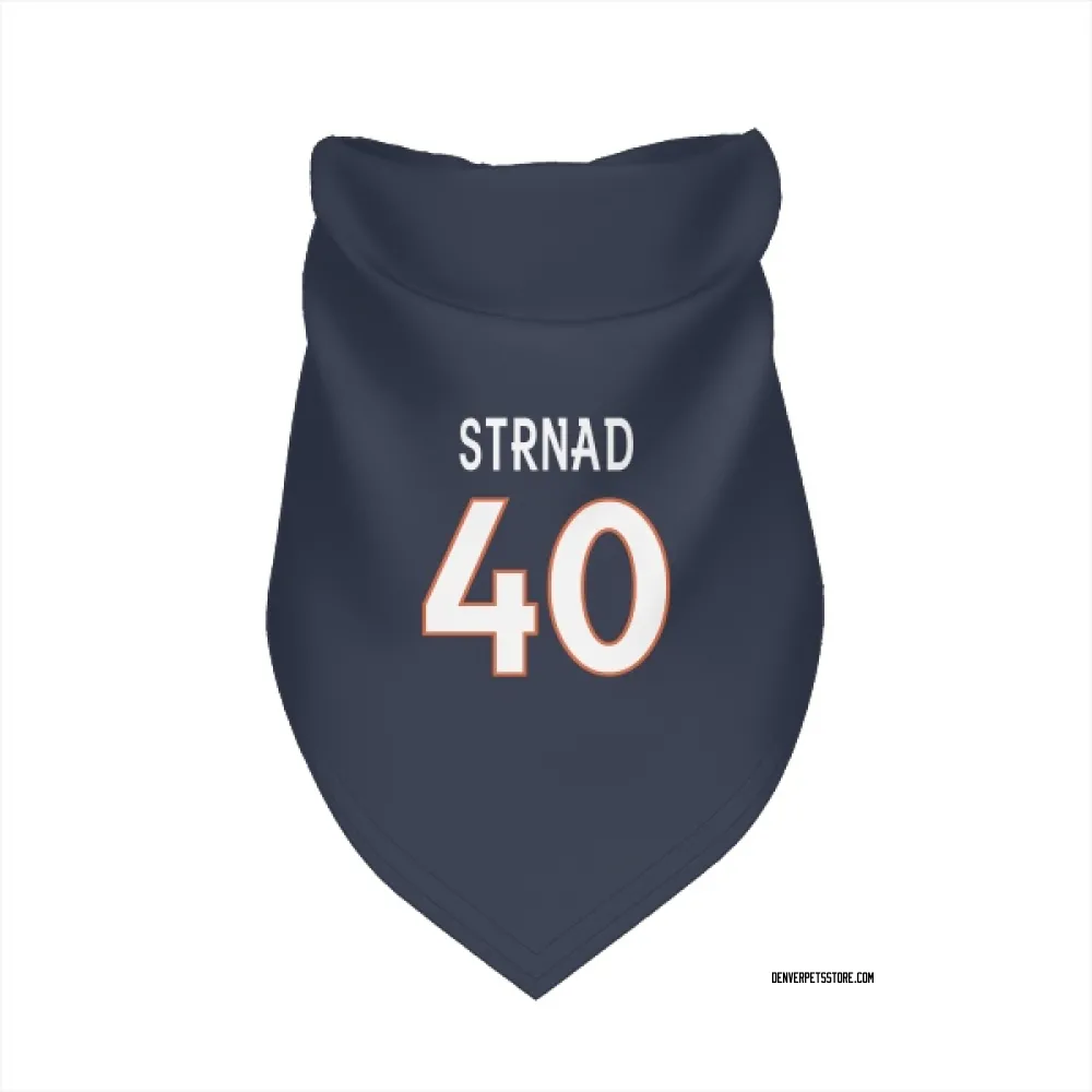 Denver Broncos Justin Strnad Navy Pet Bandana for Dog & Cat