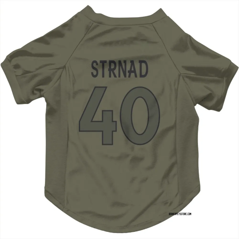 Denver Broncos Justin Strnad Olive Pet Jersey for Dog & Cat