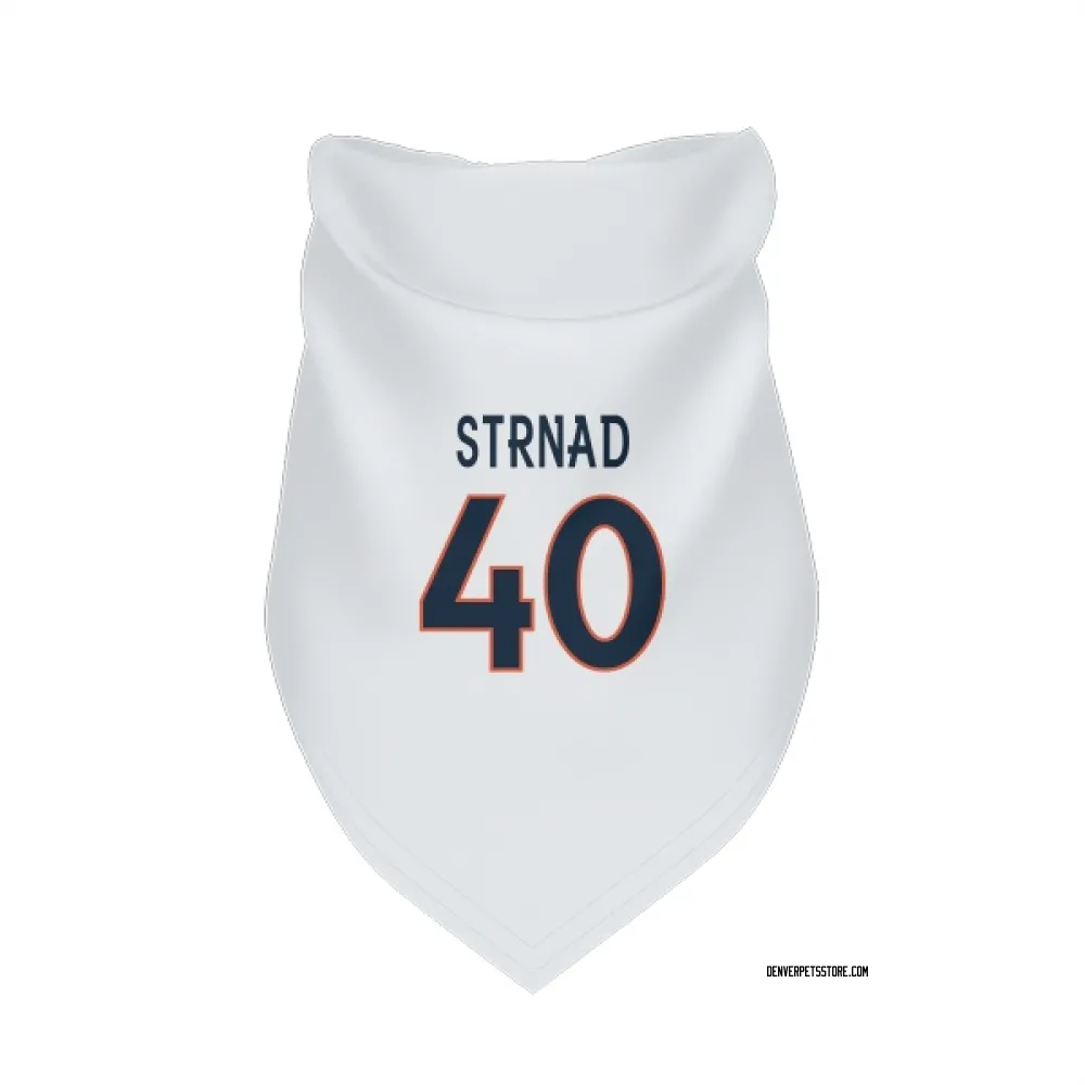 Denver Broncos Justin Strnad White Pet Bandana for Dog & Cat