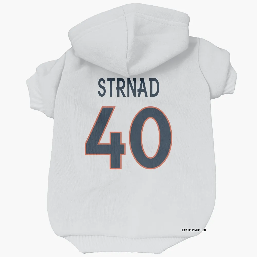 Denver Broncos Justin Strnad White Pet Hoodie for Dog & Cat