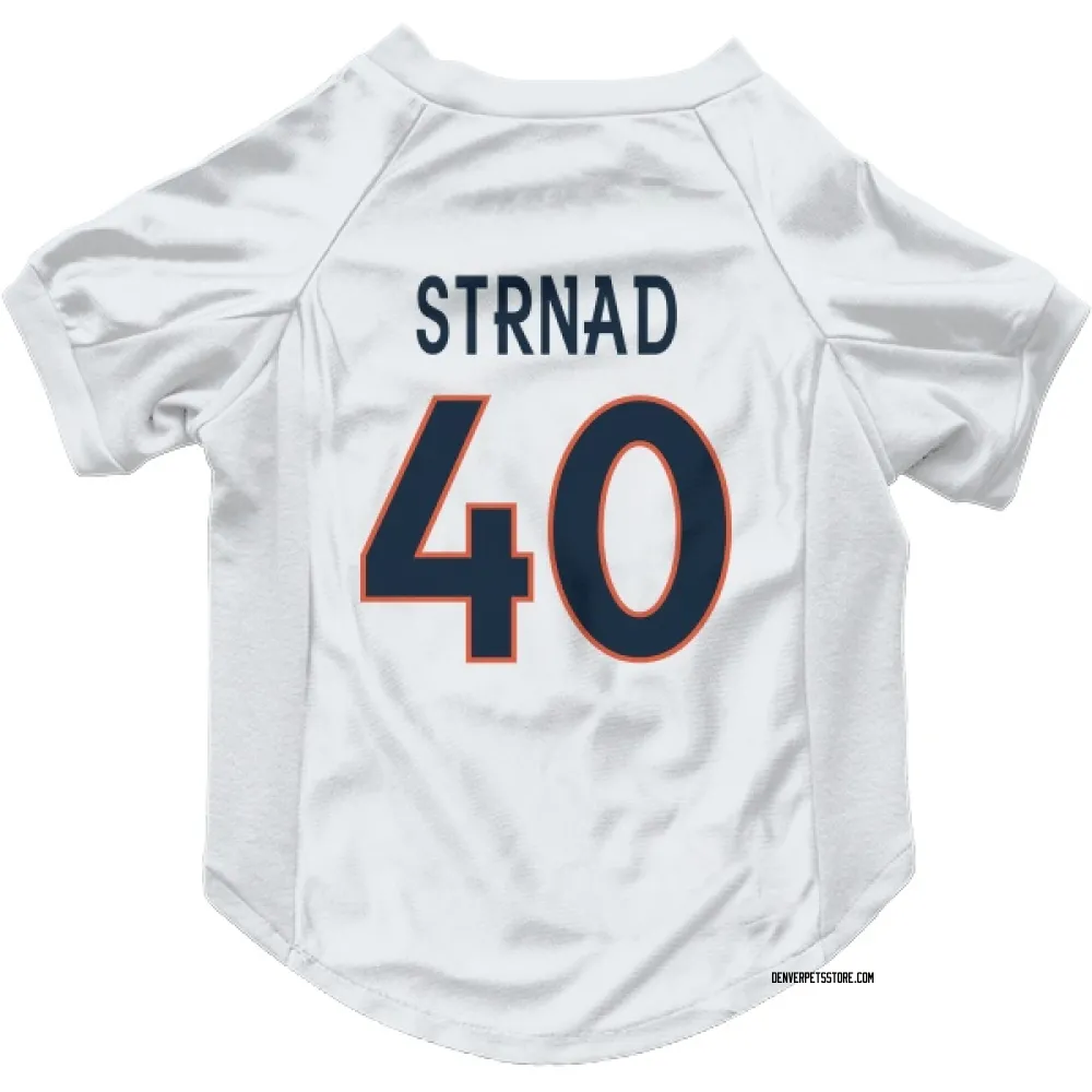 Denver Broncos Justin Strnad White Pet Jersey for Dog & Cat