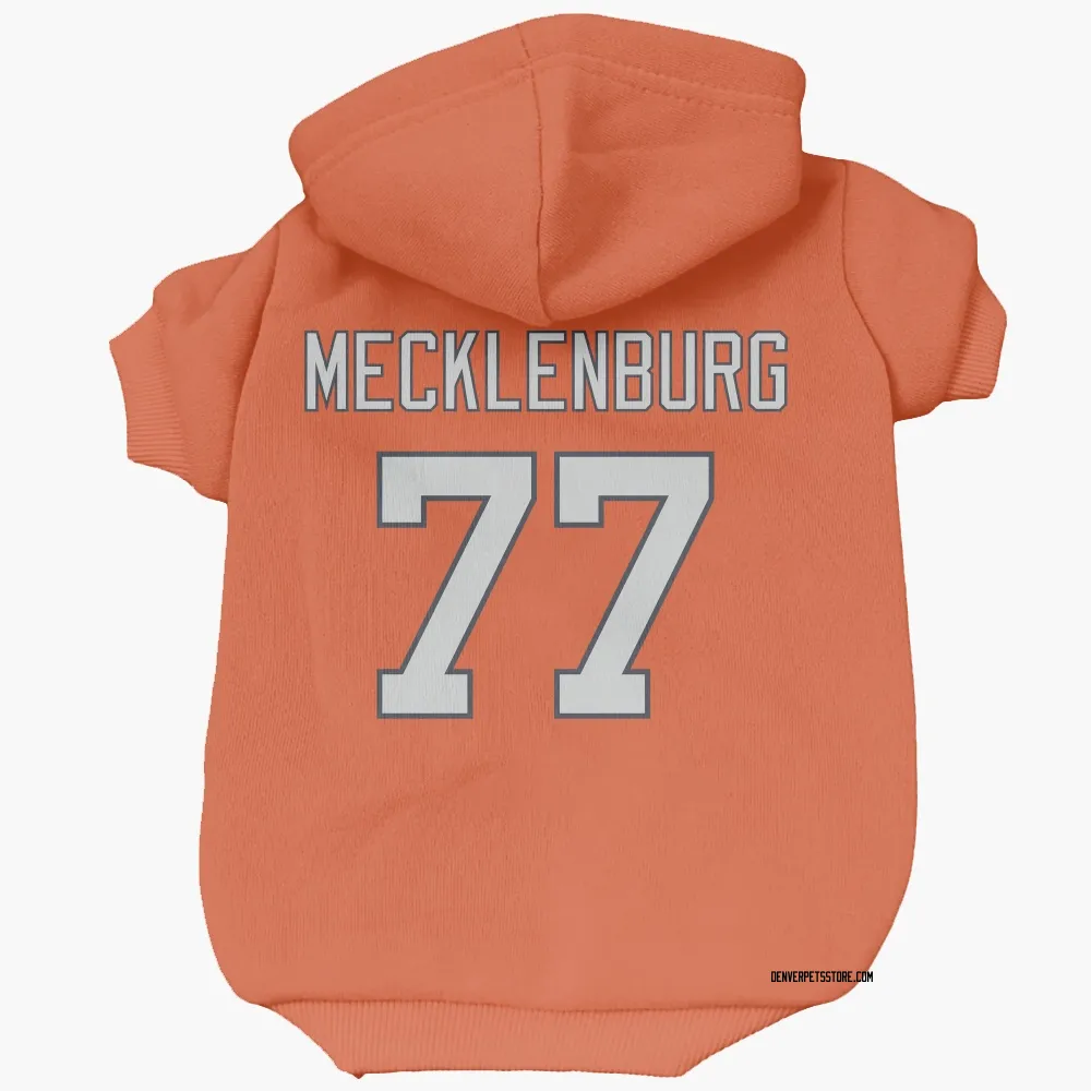 Denver Broncos Karl Mecklenburg Orange Pet Hoodie for Dog & Cat