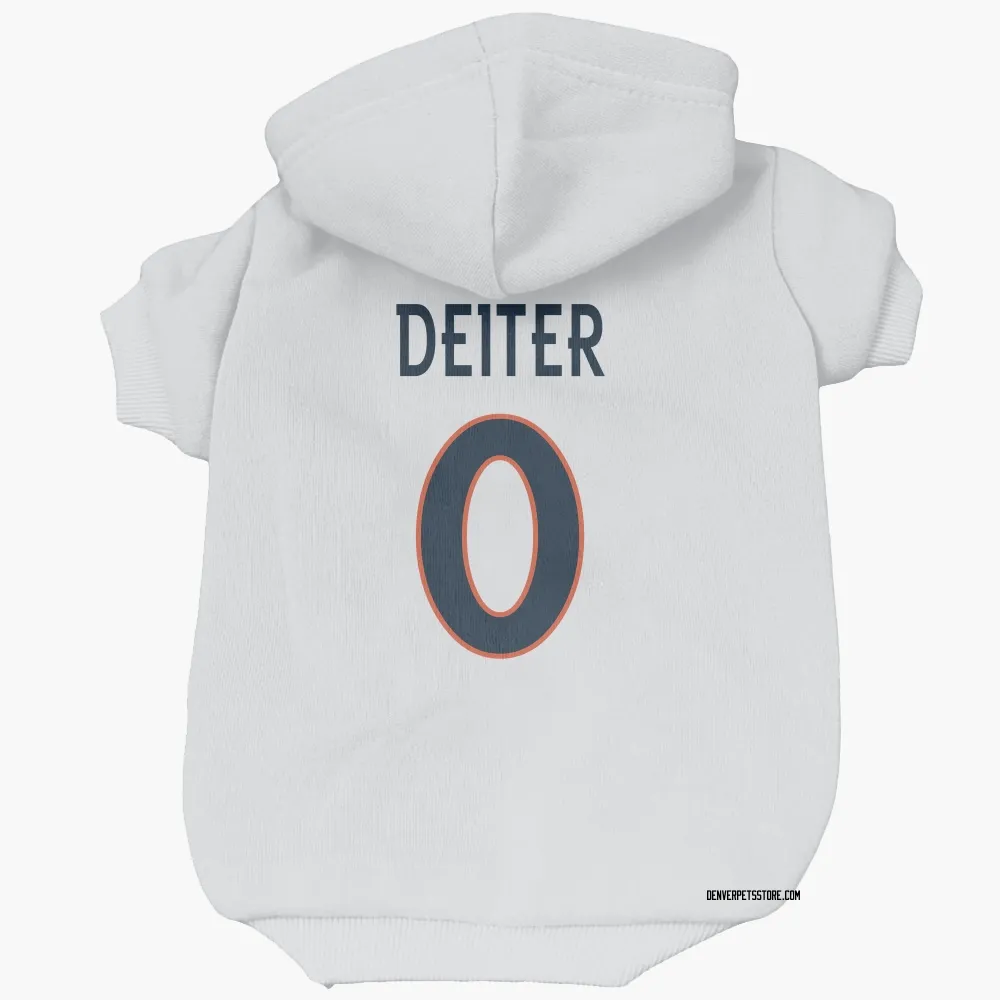 Denver Broncos Michael Deiter White Pet Hoodie for Dog & Cat