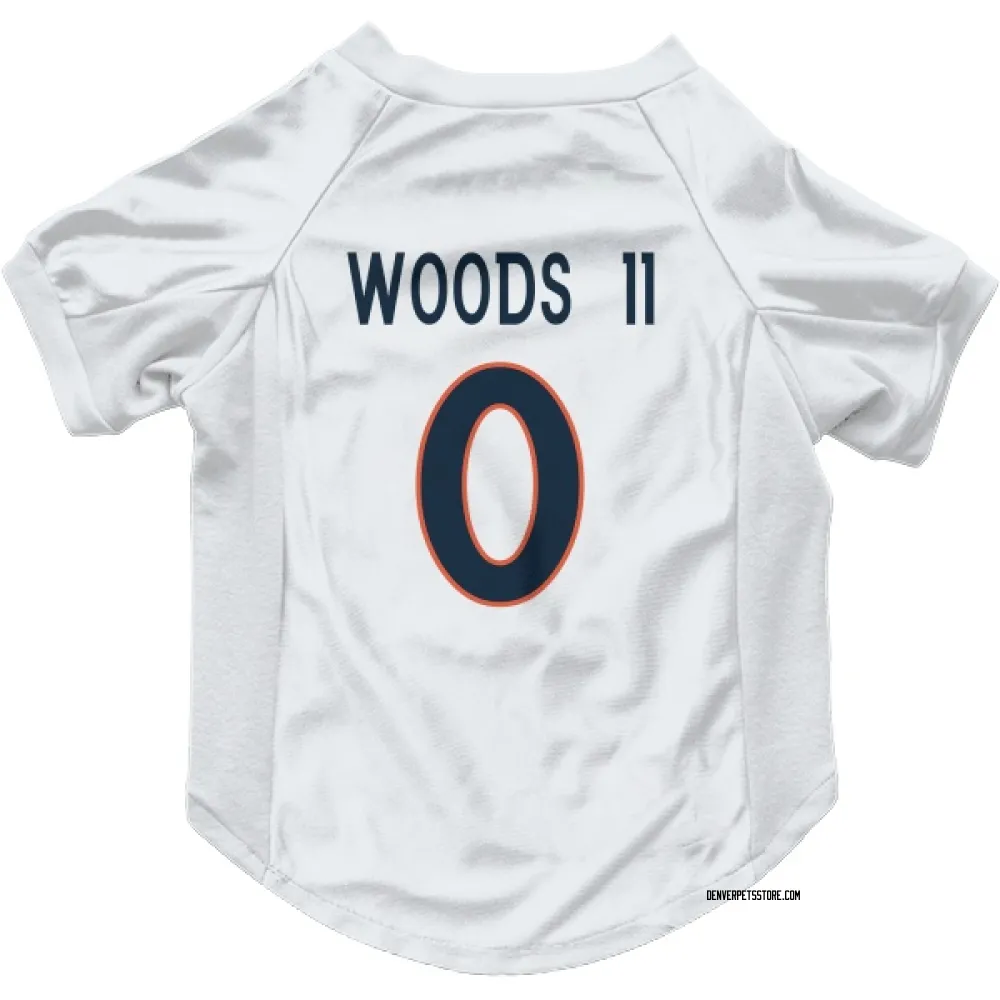 Denver Broncos Michael Woods II White Pet Jersey for Dog & Cat