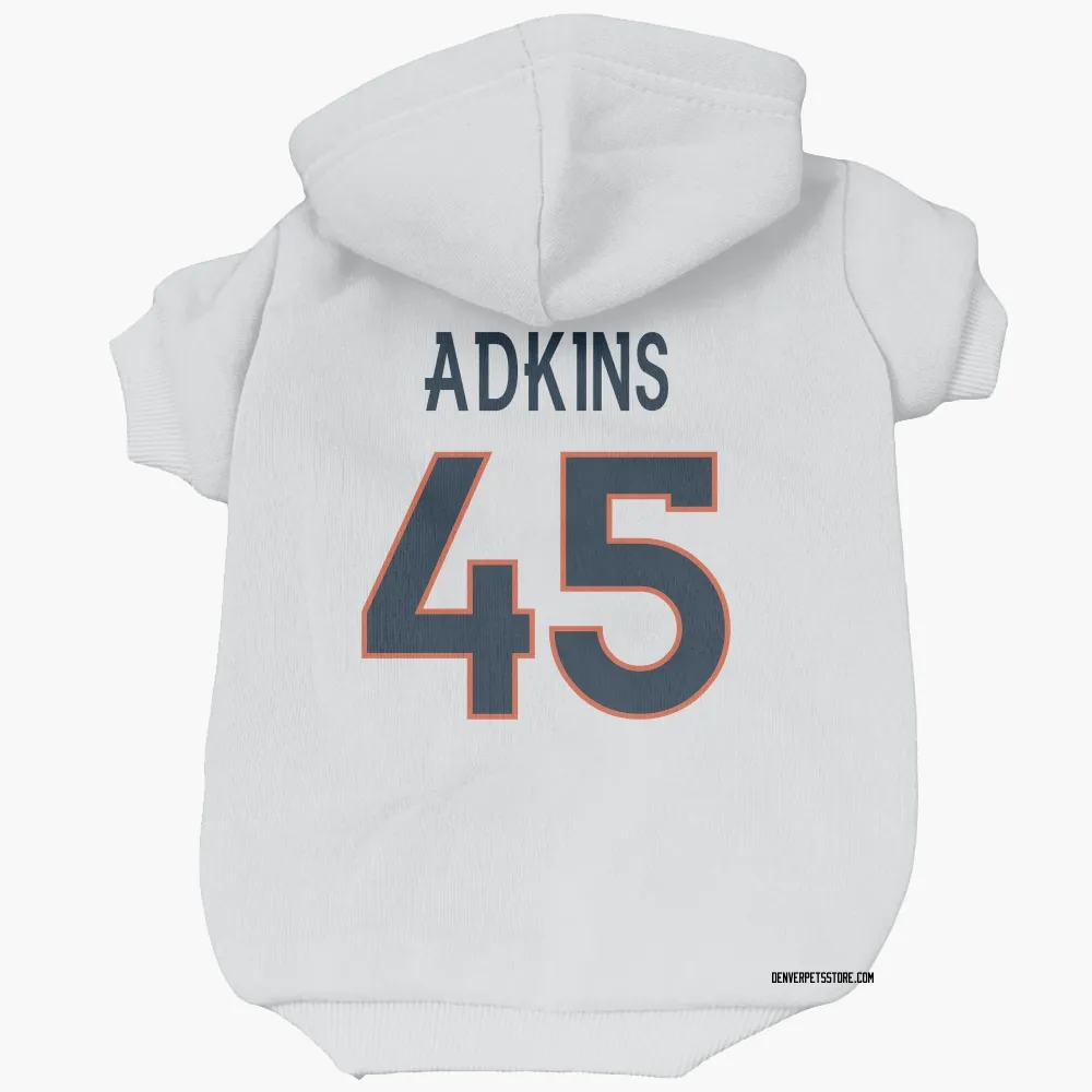 Denver Broncos Nate Adkins White Pet Hoodie for Dog & Cat