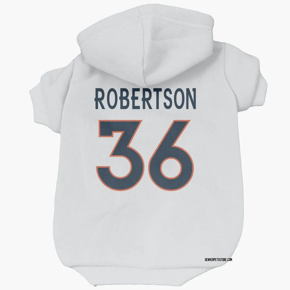 Denver Broncos Parker Robertson White Pet Hoodie for Dog & Cat