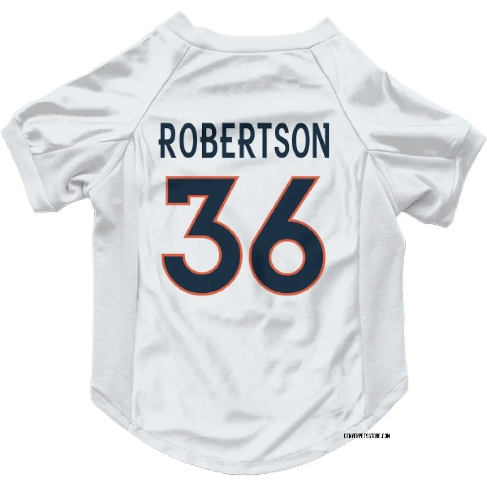 Denver Broncos Parker Robertson White Pet Jersey for Dog & Cat