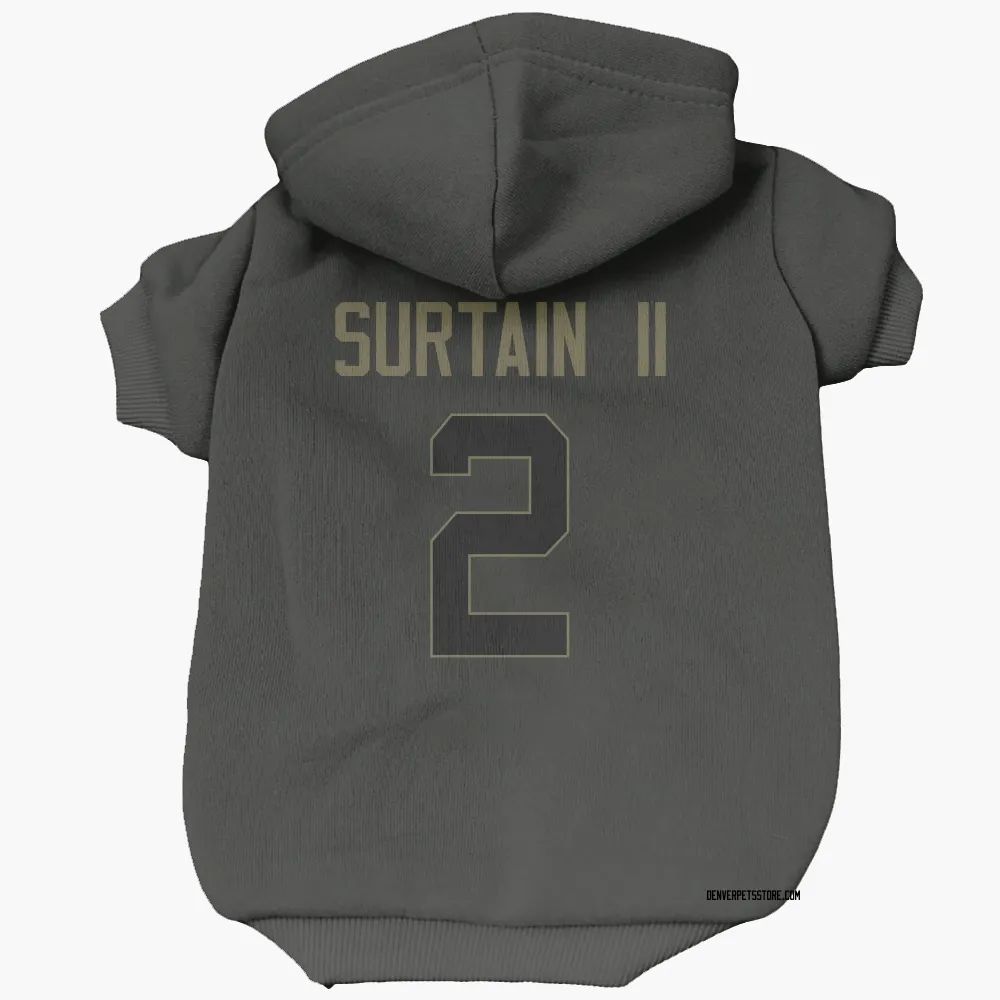 Denver Broncos Pat Surtain II Black Service Pet Hoodie for Dog & Cat