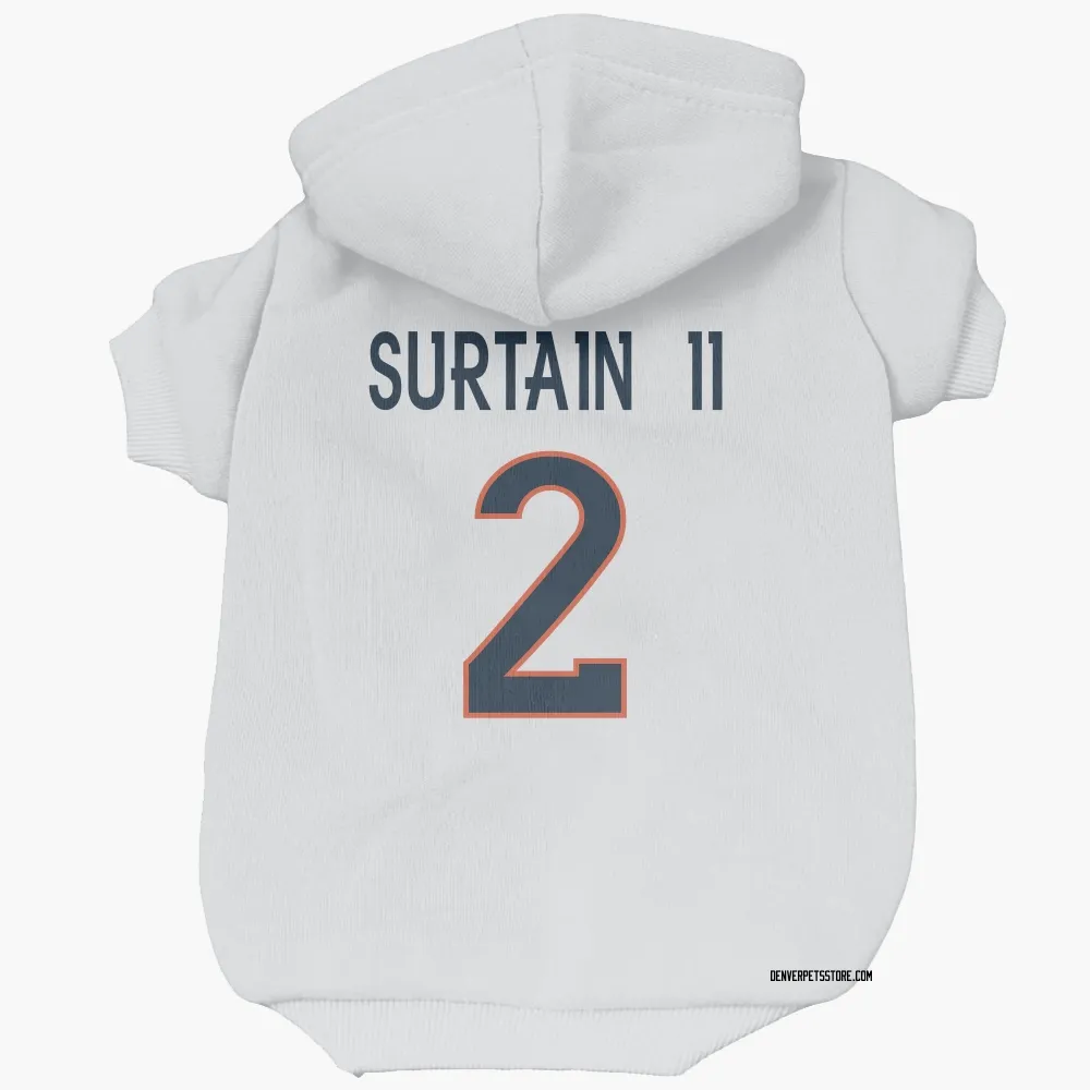 Denver Broncos Pat Surtain II White Pet Hoodie for Dog & Cat